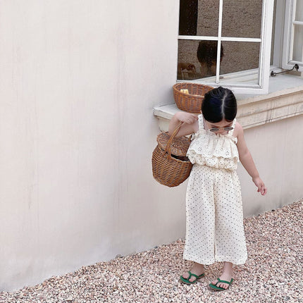 Fashion Personality Girl's Polka Dot Sling Suit