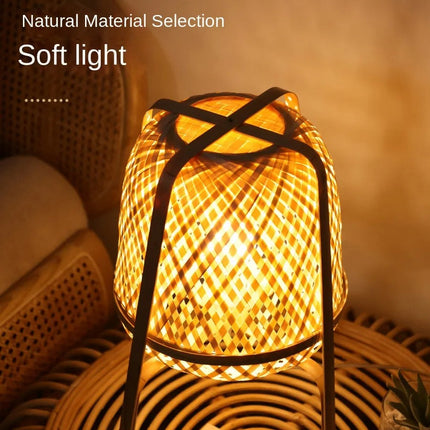 Bamboo Woven Decorative Table Lamp Creative Bedroom Bedside Lamp