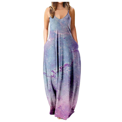 Summer Cool Strap Dress Abstract Face Style Digital Printing Elegant Street Dress