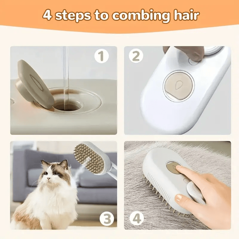 3-in-1 Electric Pet Brush – Steam Cleaner, Hair Remover & Massager for Dogs & Cats