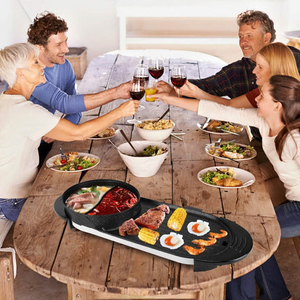 2-in-1 Electric Hot Pot with Bbq Grill Cooker 2200W