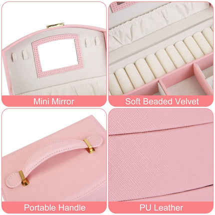 2-Layer Lockable Leather Jewelry Box