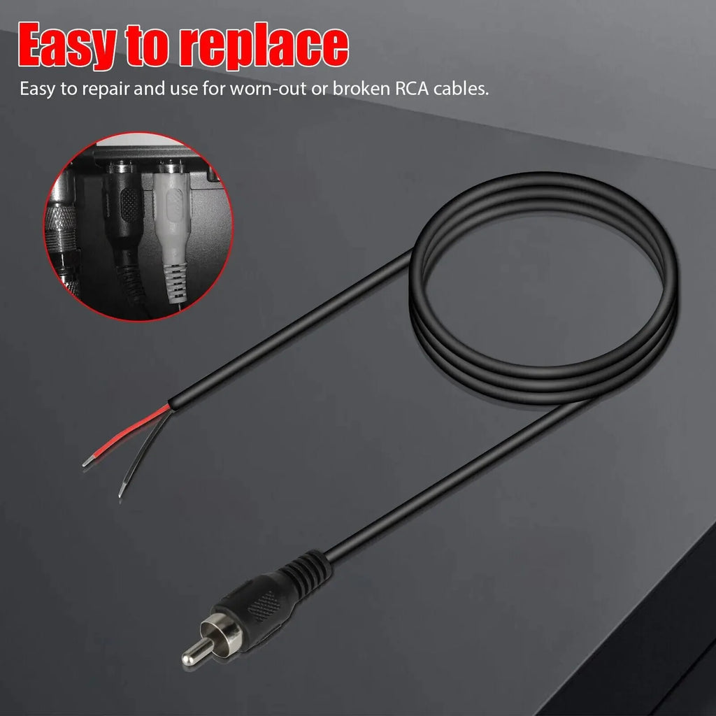 2-Pack 10 FT RCA Male Plug to Bare Wire Audio Speaker Subwoofer HDTV Cable Cord