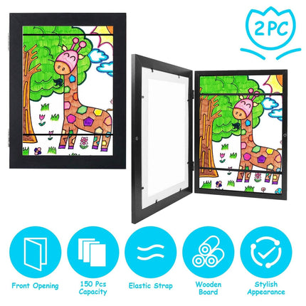 2-Piece: Kids Art Frame Front Opening Wooden Picture Frame