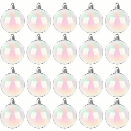 20-Pieces: Clear Iridescent Plastic Ornaments Balls for Crafts
