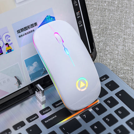 BLACK Silent ULTRA THIN rechargeable wireless mouse 7 GLOWING LIGHTS