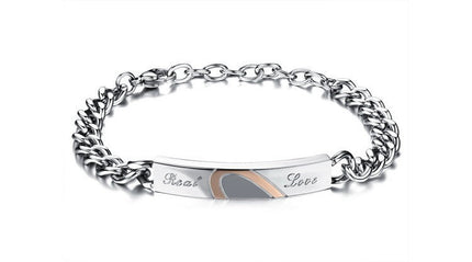 Fashion Love Black Rose Gold Peach Heart Couple Bracelet
