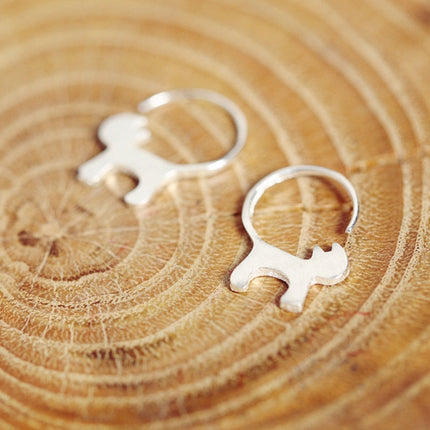 S925 Sterling Silver Stud Earrings Brushed Cat Earrings Korean Cute Cats Sterling Silver Jewelry Jewelry