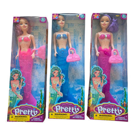 18" Light Up Mermaid Doll – Glowing Tail, Colorful Hair & Pink Purse
