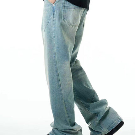 Washed Distressed Casual Jeans Straight Loose Thin Simple