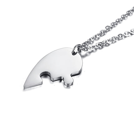 Titanium Steel Heart-Shaped Friendship Pendant Two-Piece Jewelry