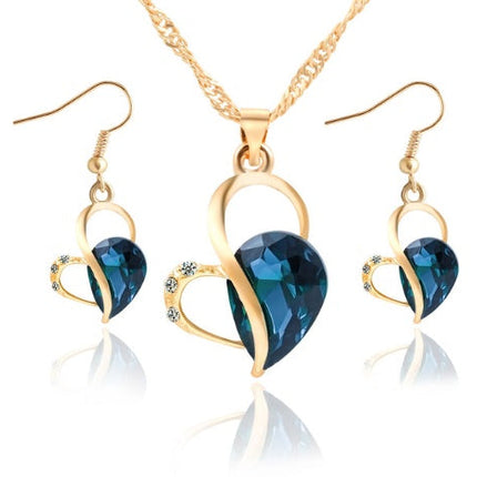 Love Drops Ear Neck Necklace Set Heart Heart Pearl Jewelry Korean Style Wind Jewelry Set