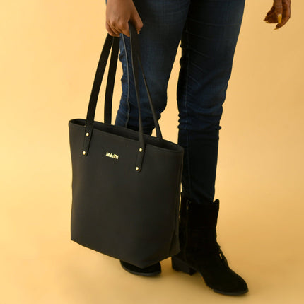 Era Vegan Leather Tote - Midnight Black