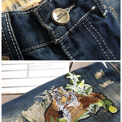 Ripped European And American Fashion Cool Trendy Straight Men's Jeans