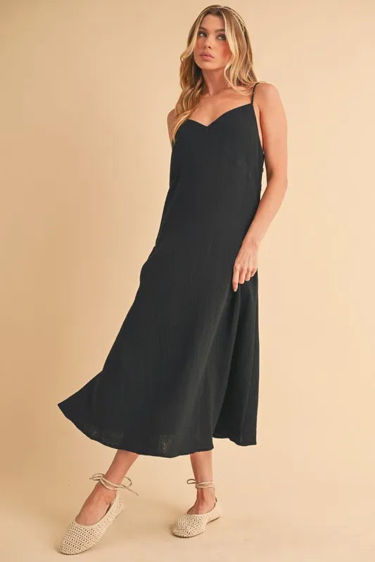 Aemi Co Side Button Midi Cami Dress