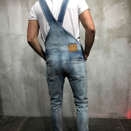 Sling denim romper torn jeans