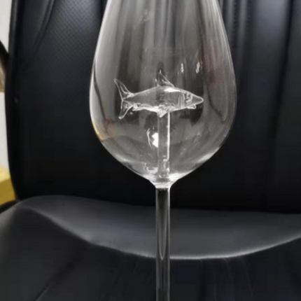 Red Wine Glasses with Shark Inside Goblet Glass Lead-Free Clear Glass for Home Bar Party HFing