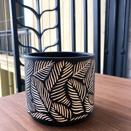 Nordic minimalist relief carved cement flower pot