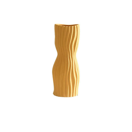 Nordic Creative Hand-painted Vase Ceramic Black And White Vertical Pattern Flower