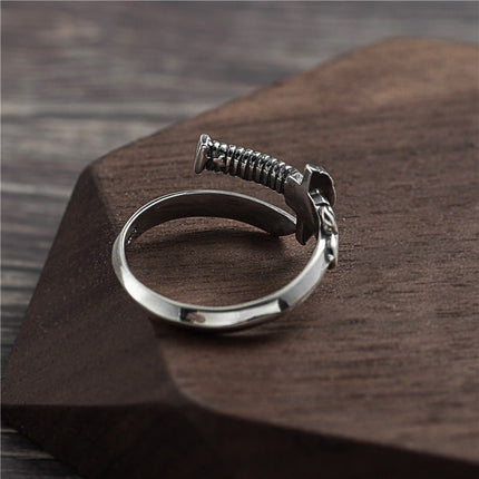 Design Personality Samurai Sword Thailand Silver Ring Men