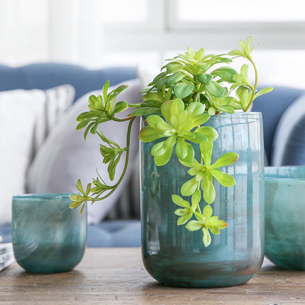 European and American Retro Blue Glass Large Vase