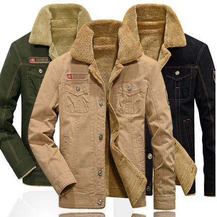 Winter plus velvet thick lapels uniforms air force one jacket jacket cotton clothing men