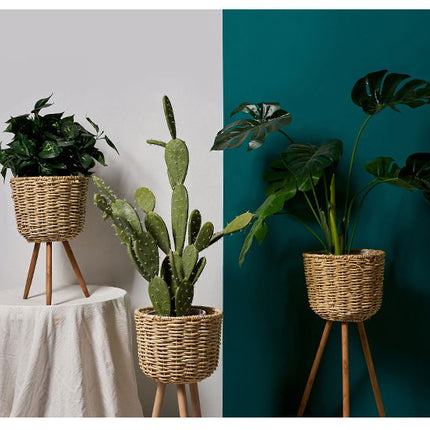 Floor - standing flowerpot straw furniture