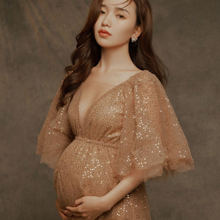 Sequin Fairy Wedding Dress Pregnant Women Photo Studio Clothing