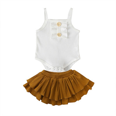 Fashion suspender jumpsuit skirt