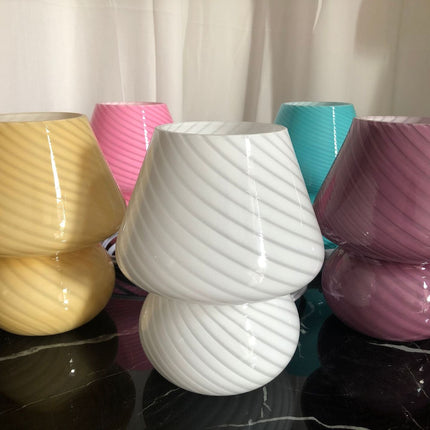 Studio Bedroom Bedside Atmosphere Multicolor Glass Mushroom Table Lamp