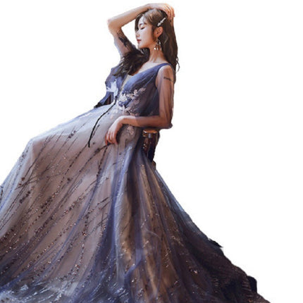 Women's beautiful Purple long ballroom evening dress
