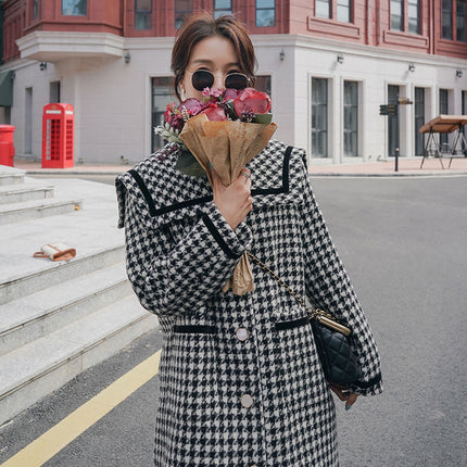 Winter Loose Navy Collar Woolen Coat