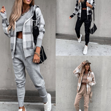 European And American Women's Autumn And Winter New Products Knitted 3-piece Suit