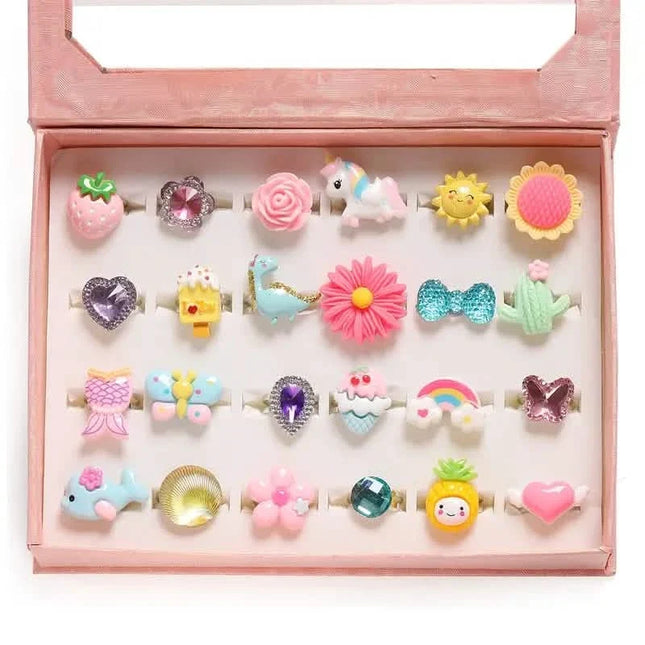 24 Adorable Pink Sheep Little Girl Jewel Rings
