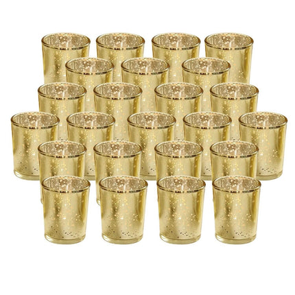 24-Pieces Gold Votive Tealights Candle Holder Mercury Glass