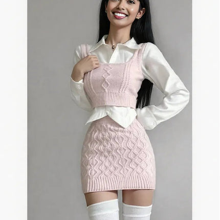 New pink  Dress Sweater dress for teenage girl