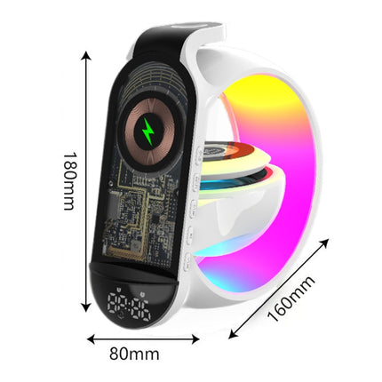 A Bluetooth Speaker Six-in-one Wireless Charger Large G Ambience Light Alarm Clock Microphone Audio