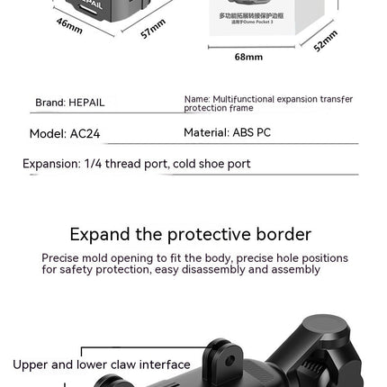 Pocket3 Extension Parts Protection Frame Extension Handle Cold Shoe Adapter Bracket