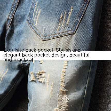 Hong Kong Style Ripped Jeans American Casual Loose