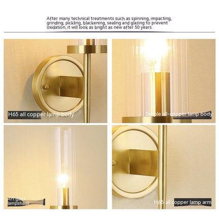 Copper Wall Lamp Bedroom Bedside Lamp Simple Copper Lamp