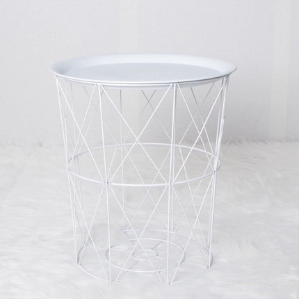 geometric metal bedside table simple storage basket