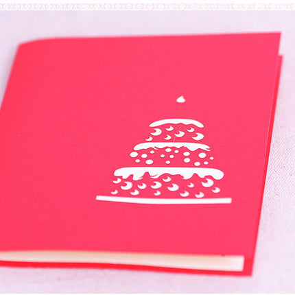 Colorful Birthday Cake 3d Paper Carving Greeting Card