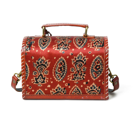 Maroon Mystique Ajrakh Satchel Purse