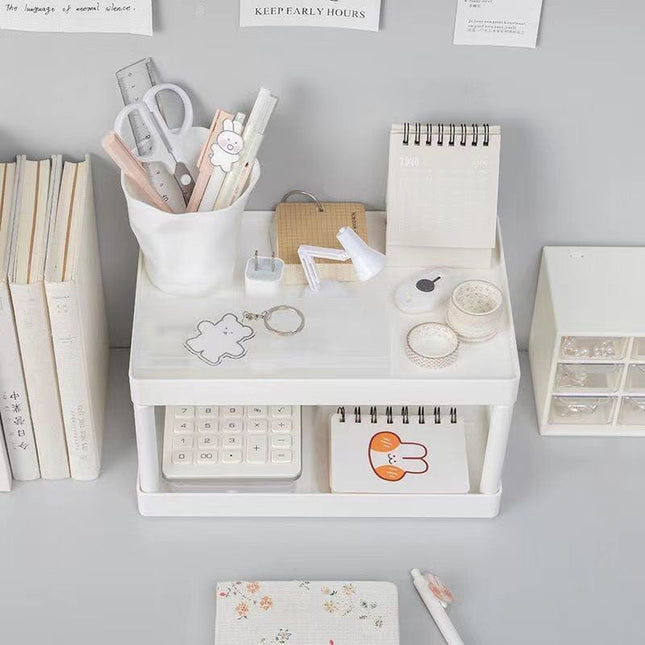 Plastic Double-layer Desktop Sundries Organizer Storage Rack