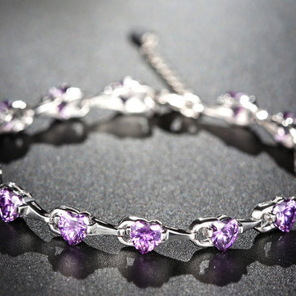 S925 sterling silver bracelet inlaid purple diamond