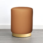 Leather Round Stool Brown