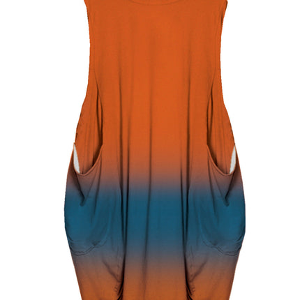 Mid-length Plus Size Printed Sleeveless Dress