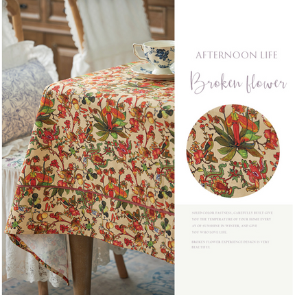Vintage High-end Rectangular Flower Table Cloth