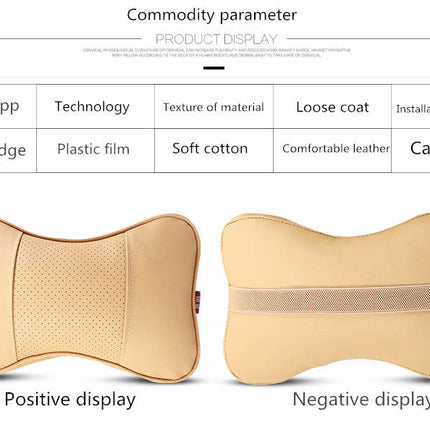 New Brand 2 Pieces 3D Artificial Leather Car Neck Pillows