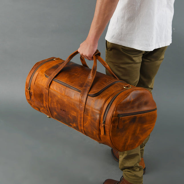 Leather Gym Travel Bag, Round